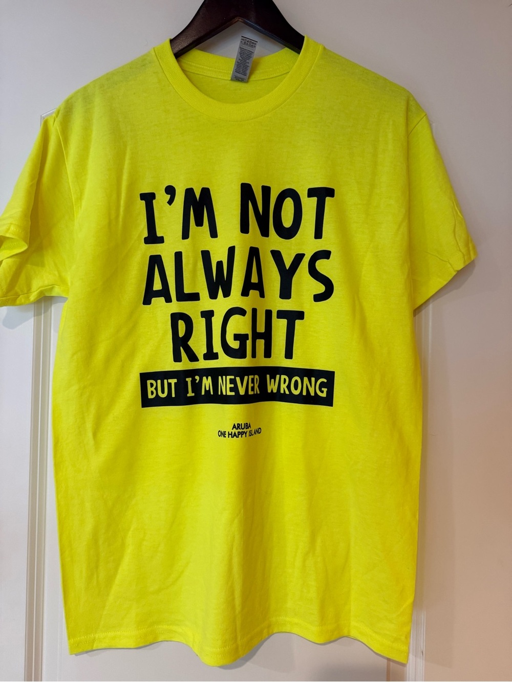I'm Not Always Right Men’s Graphic Tee - Neon Yellow - Size Medium